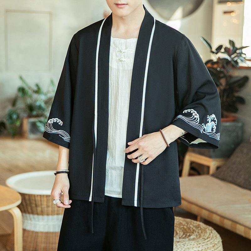 Chinese Style Jacket Retro Robe Young Men