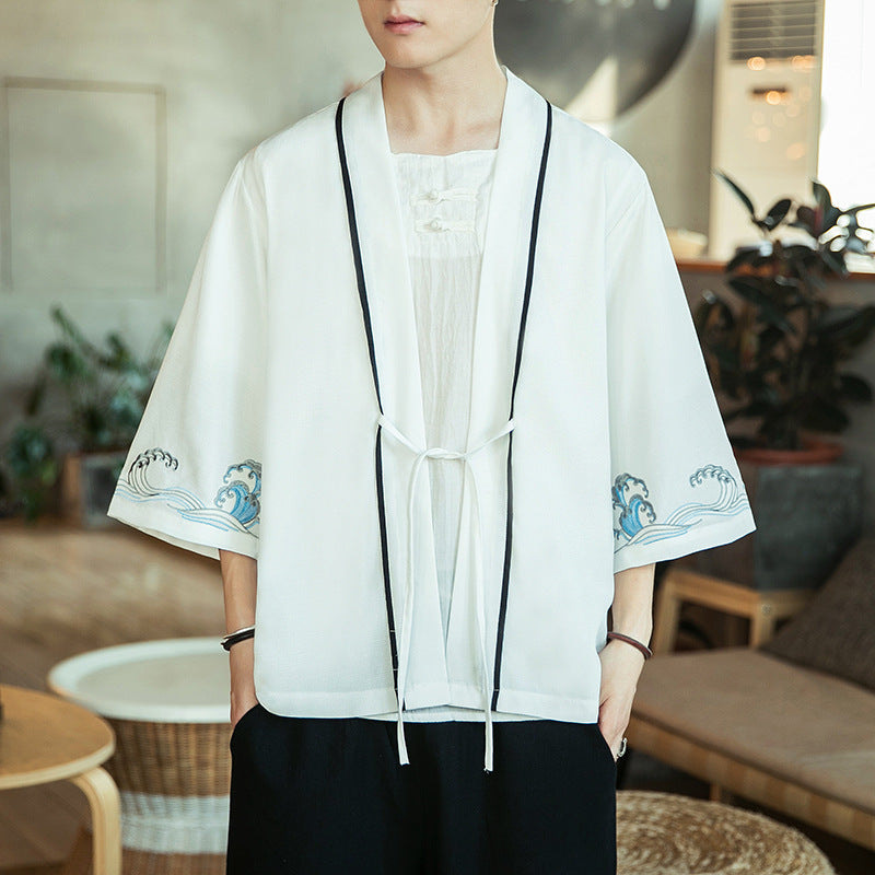 Chinese Style Jacket Retro Robe Young Men