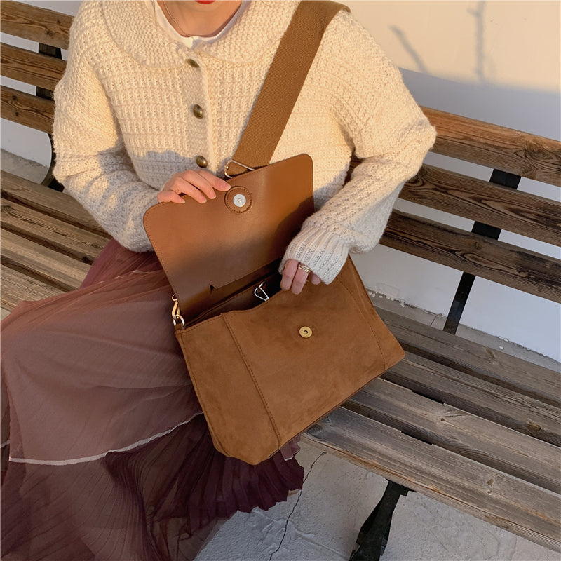 Borse A Tracolla Con Patta In Pelle PU nabuk Per Donna Borsa A Tracolla