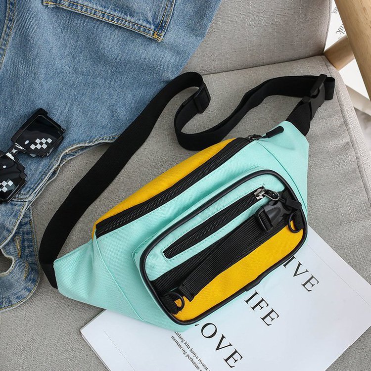 Contrasting Color Oxford Small Chest Bag