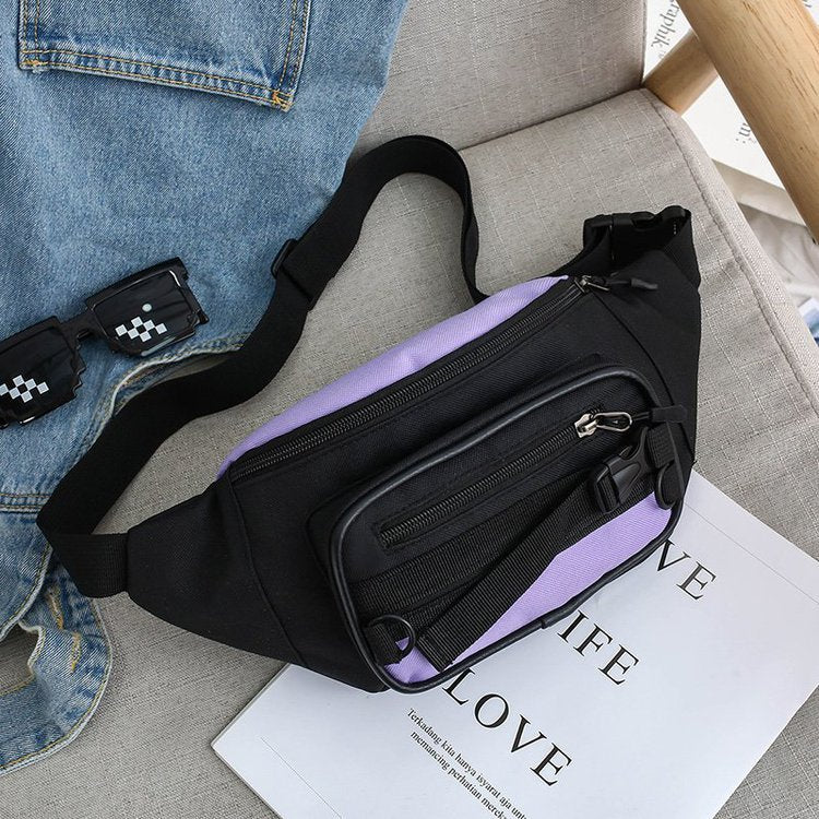 Contrasting Color Oxford Small Chest Bag