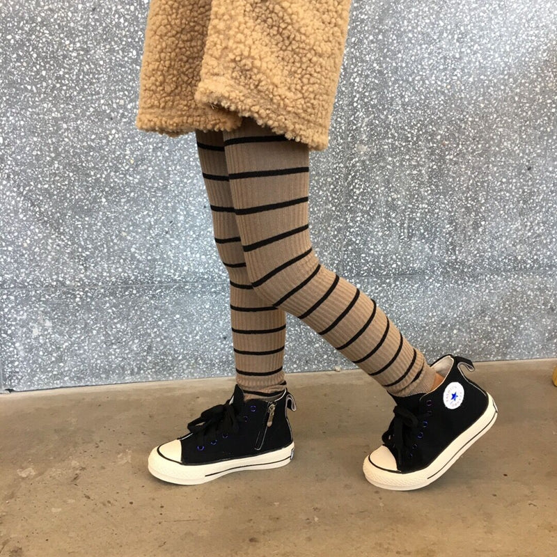 Baby Leggings All-Match Striped Thread Stretch Knitted Children's Pants