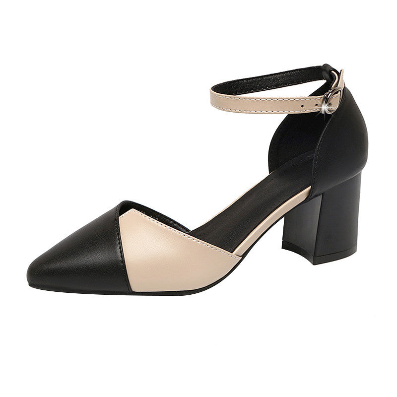 Summer Fashion Thick Heel Temperament Pointed Toe Shoes