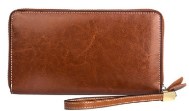 Retro Wallet Long Zipper Simple Lady Leather Handbag