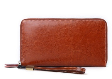Retro Wallet Long Zipper Simple Lady Leather Handbag