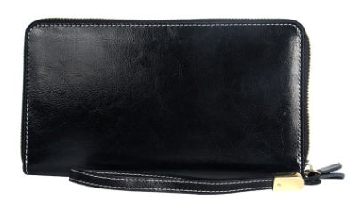 Retro Wallet Long Zipper Simple Lady Leather Handbag