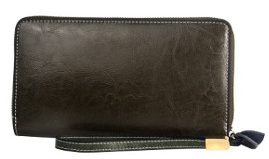 Retro Wallet Long Zipper Simple Lady Leather Handbag