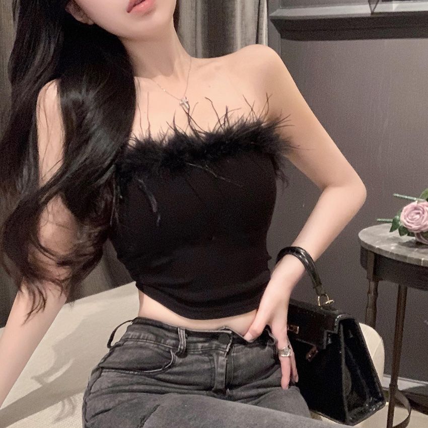 Womens Sexy Spaghetti-strap Tank Top, Shoulder-free Top