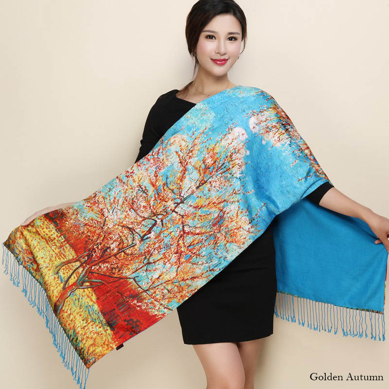 Satin Double-layer Shawl Cheongsam With Mum's Elder Scarf