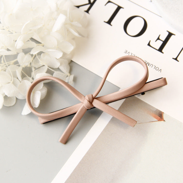 Korean Version Of Simple Bowknot Pu Leather Bow Hairpin Hairpin Headdress
