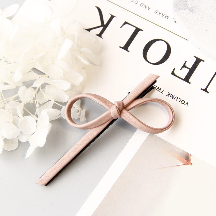 Korean Version Of Simple Bowknot Pu Leather Bow Hairpin Hairpin Headdress