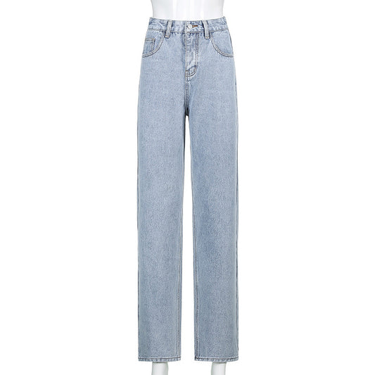 European And American Women's New Jeans Fried Street Ins Retro High Waist Butterfly Print Loose Straight Jeans
