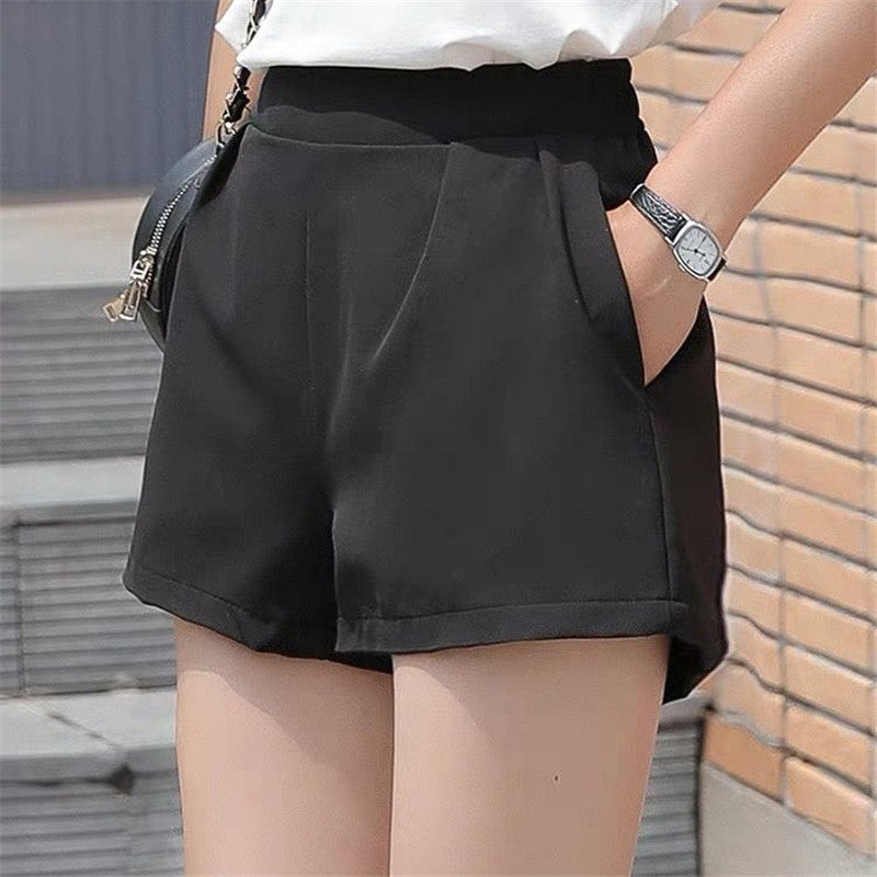 line Plus Size Shorts Women Spring and Autumn High Waist Wide Legs