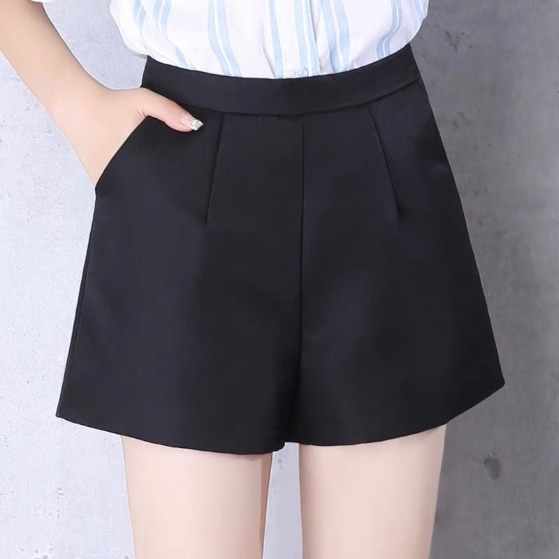 line Plus Size Shorts Women Spring and Autumn High Waist Wide Legs