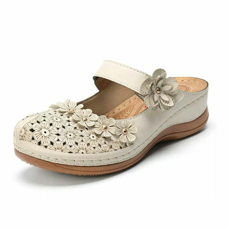 New Women's Shoes Baotou Flowers Retro Women's Sandals And Slippers