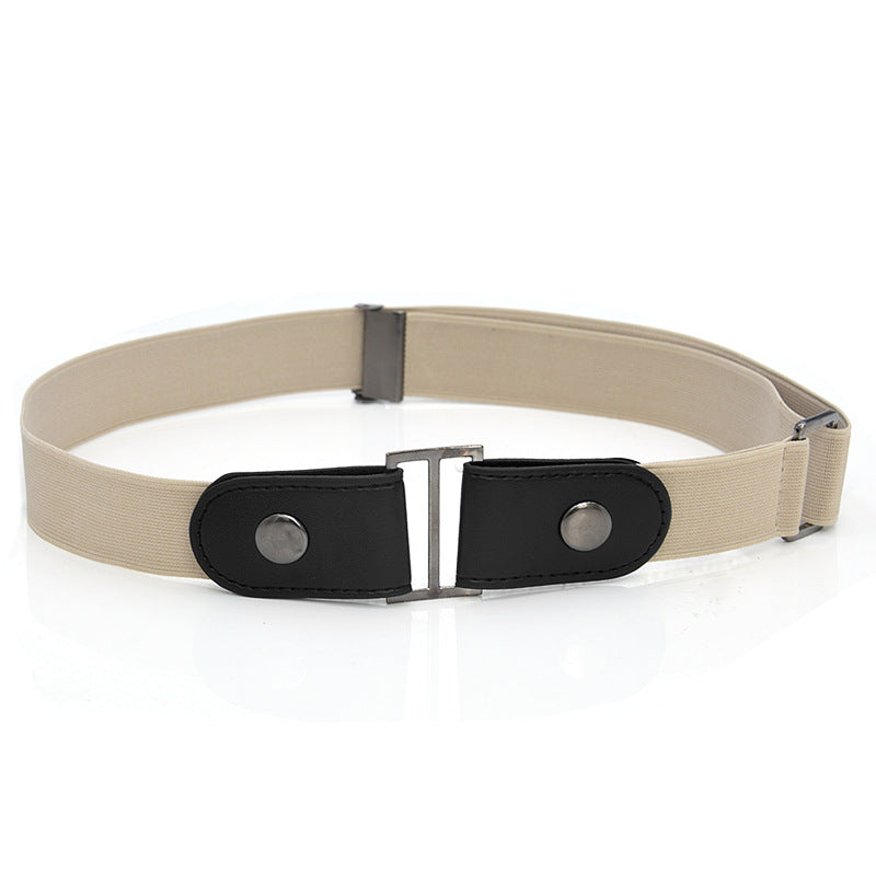 Faux Leather Slim Stretch Invisible Belt Jeans Lazy Belt