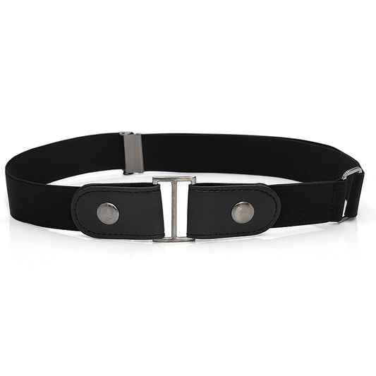 Faux Leather Slim Stretch Invisible Belt Jeans Lazy Belt