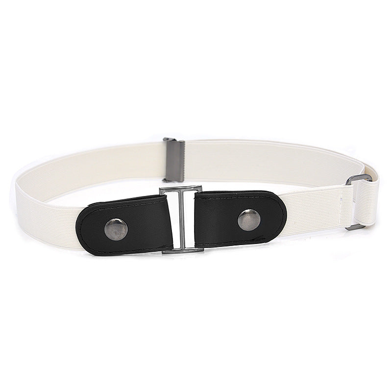 Faux Leather Slim Stretch Invisible Belt Jeans Lazy Belt