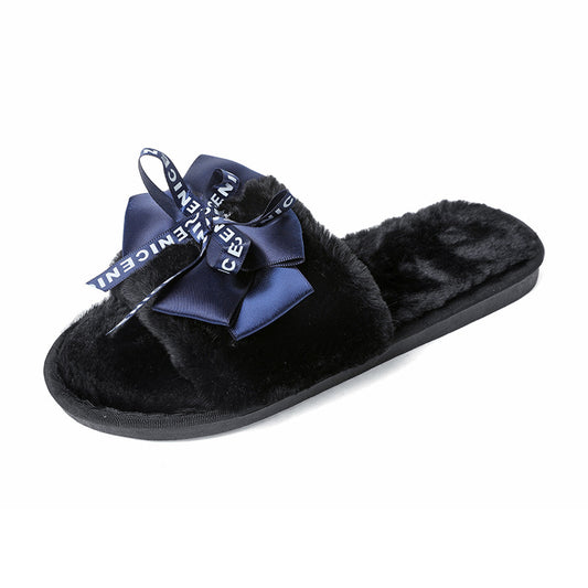 One-word Cotton Drag Street Non-slip Fur Shoes