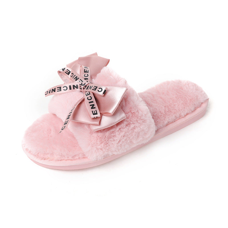 One-word Cotton Drag Street Non-slip Fur Shoes