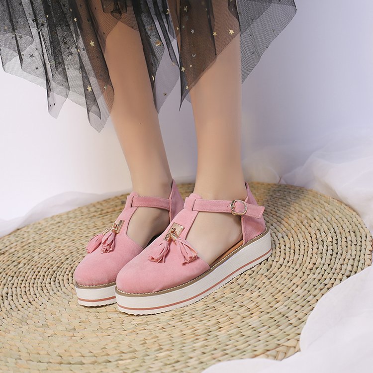 High Heel Round Toe Sandals With Fringe