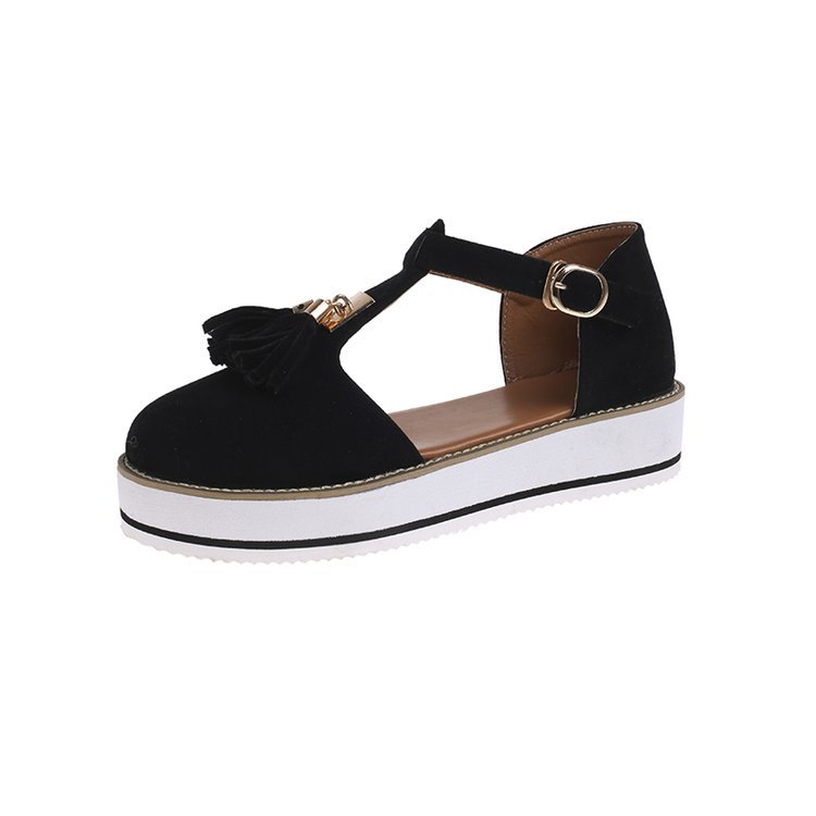 High Heel Round Toe Sandals With Fringe