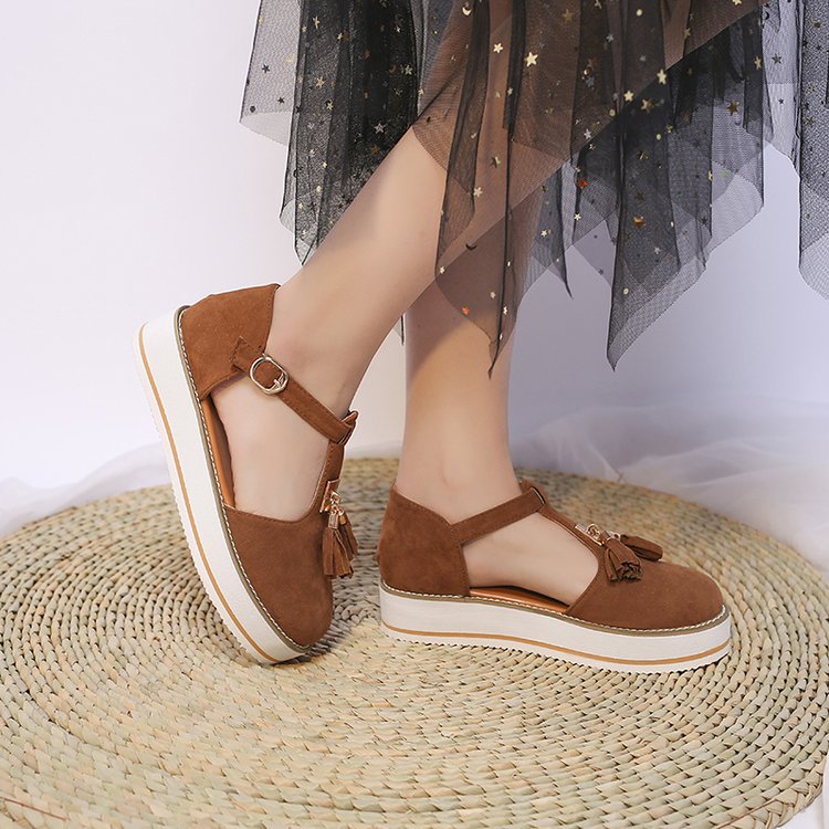 High Heel Round Toe Sandals With Fringe