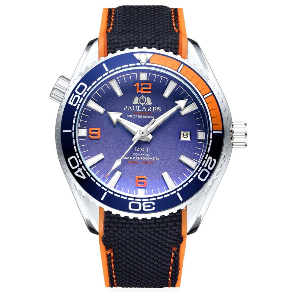 PAULAREIS Automatic Mechanical Luminous Canvas Rubber Strap Men's Watch