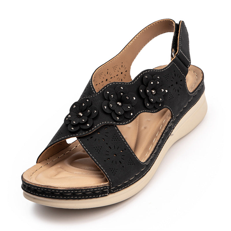 Sandals Women's Summer Flowers Casual Hollow