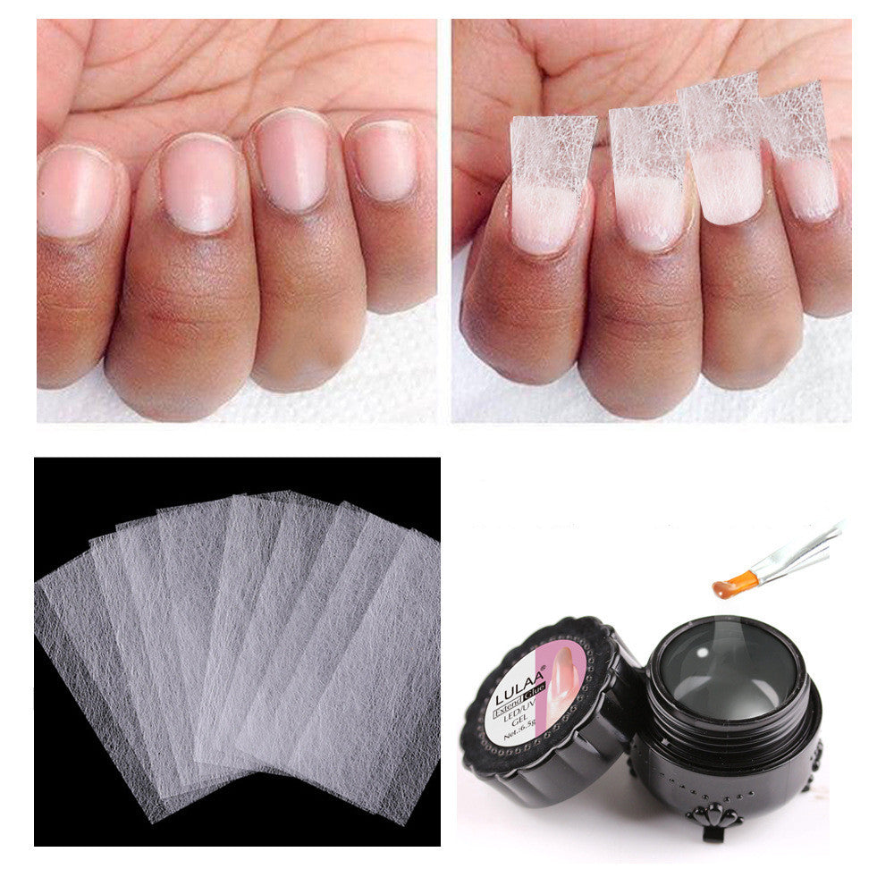 Cross-Border New Style Nail Extension Fiber Sheet False Nail Extension Glue Natural Anti-Cracking Fiber Silk Fiber Silk Paperless Support