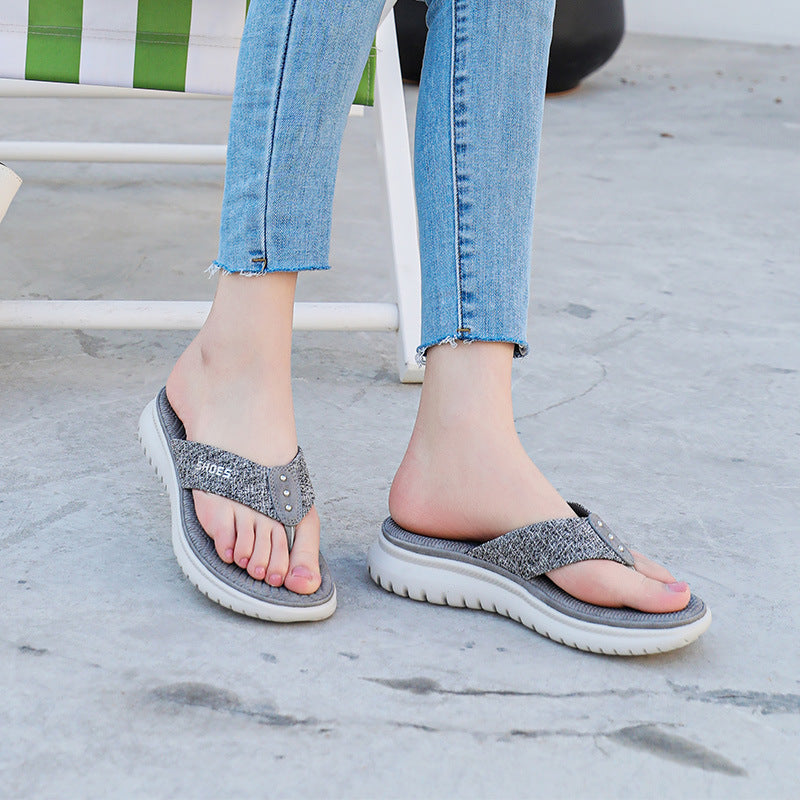 Sandals Women's Simple Flip-Flops Sports Wind Slope With Large Size Slippers