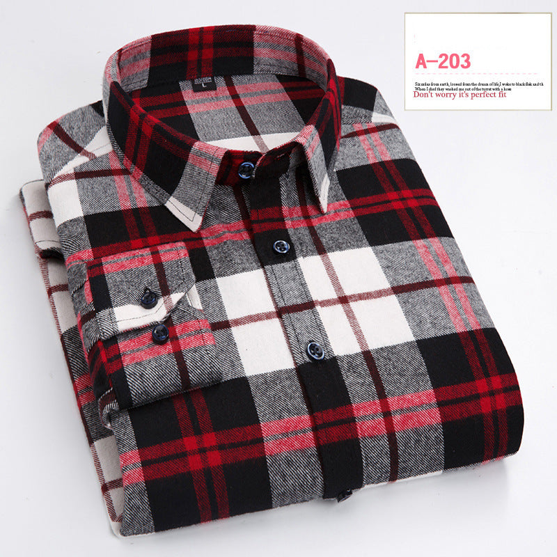 Long-sleeved Shirt Casual Plaid Brushed Shirt