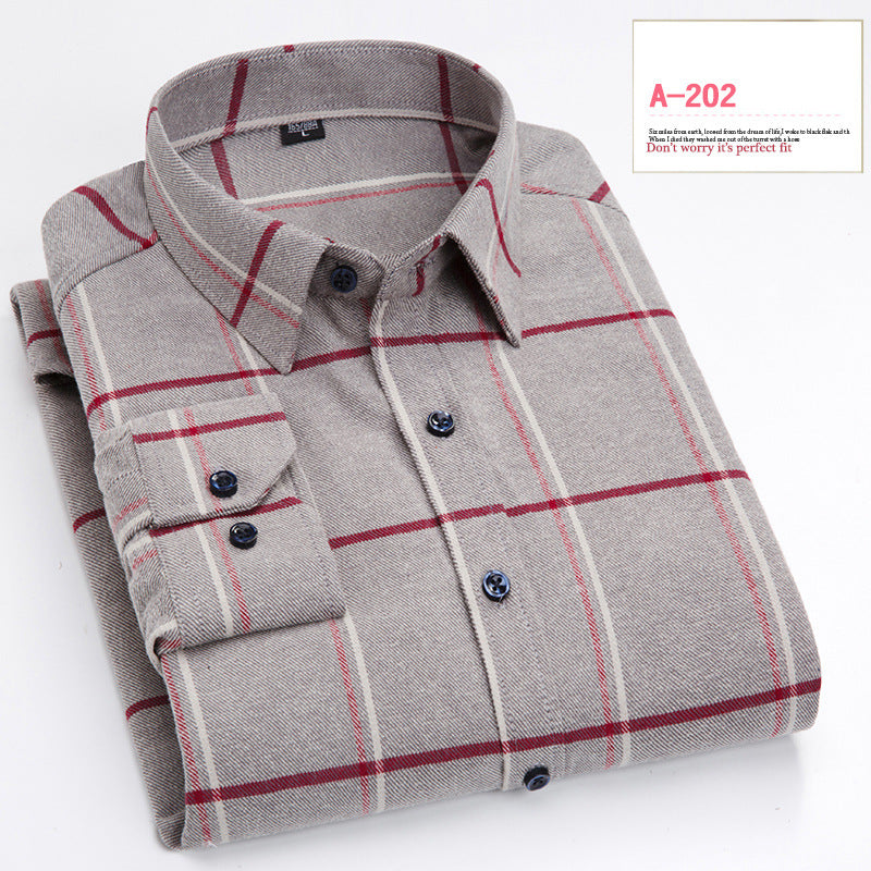 Long-sleeved Shirt Casual Plaid Brushed Shirt