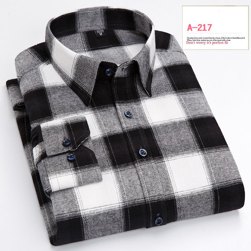 Long-sleeved Shirt Casual Plaid Brushed Shirt