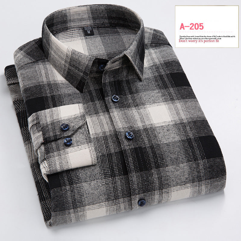 Long-sleeved Shirt Casual Plaid Brushed Shirt