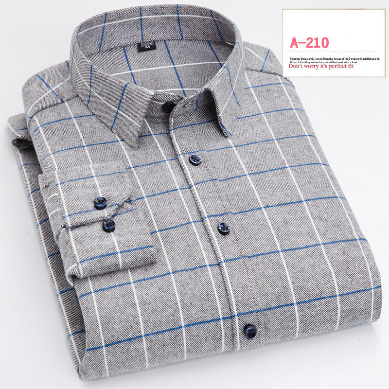 Long-sleeved Shirt Casual Plaid Brushed Shirt