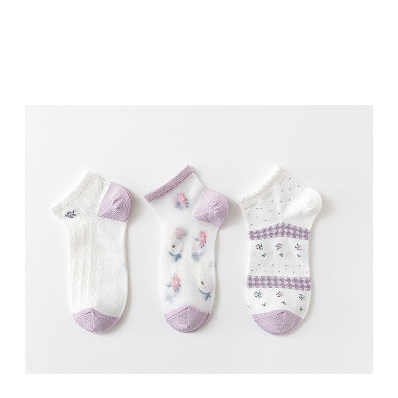 Trendy Spring And Summer Middle Tube Retro Rabbit Cotton Ladies Socks