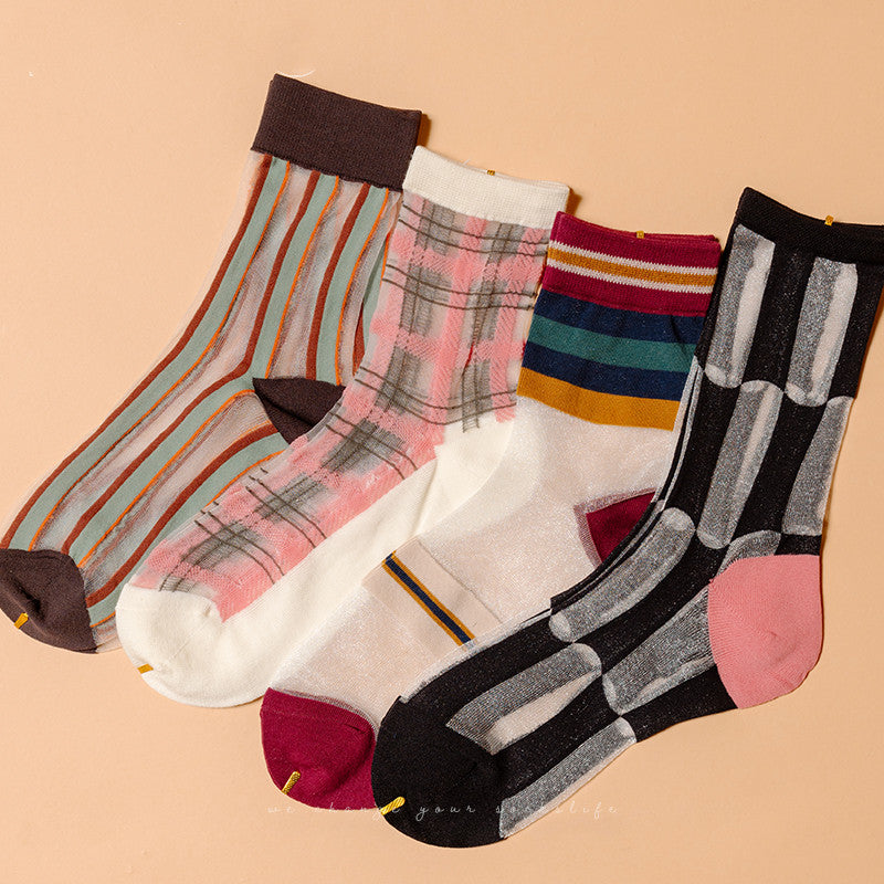 Sweet Princess Style Crystal Socks Summer Thin Tube Trend