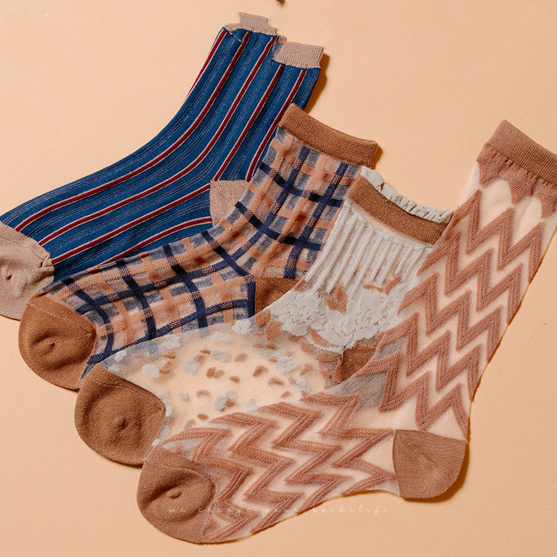 Sweet Princess Style Crystal Socks Summer Thin Tube Trend