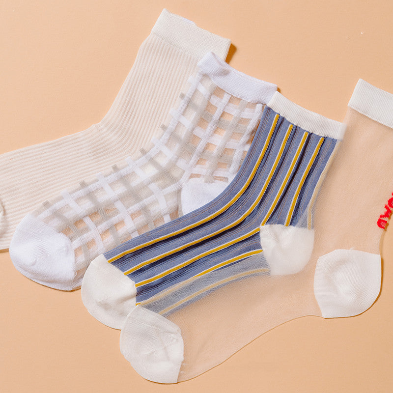 Sweet Princess Style Crystal Socks Summer Thin Tube Trend