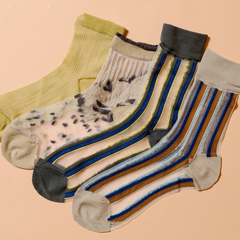 Sweet Princess Style Crystal Socks Summer Thin Tube Trend