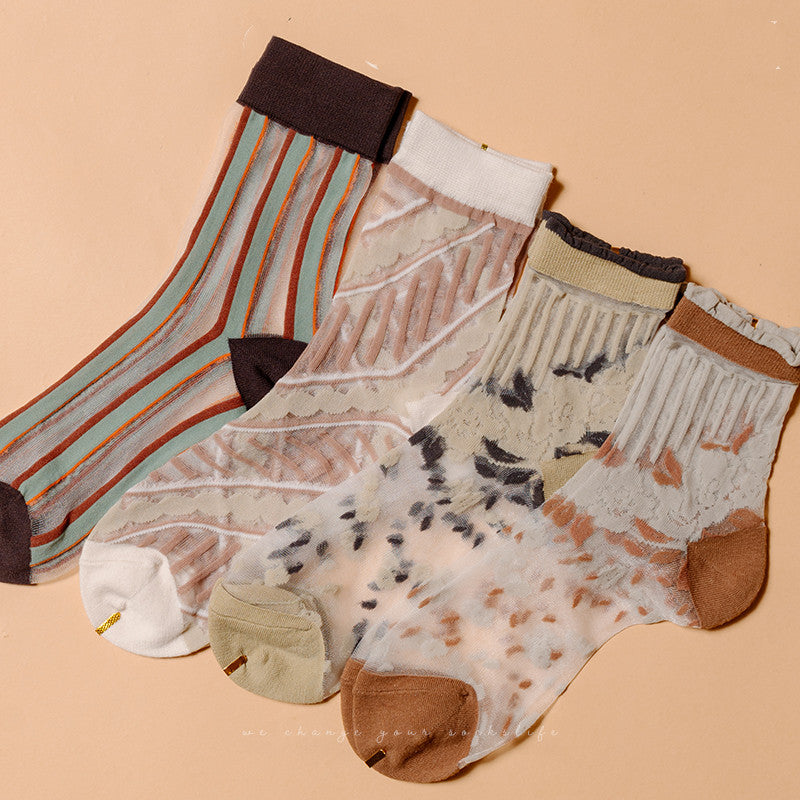Sweet Princess Style Crystal Socks Summer Thin Tube Trend