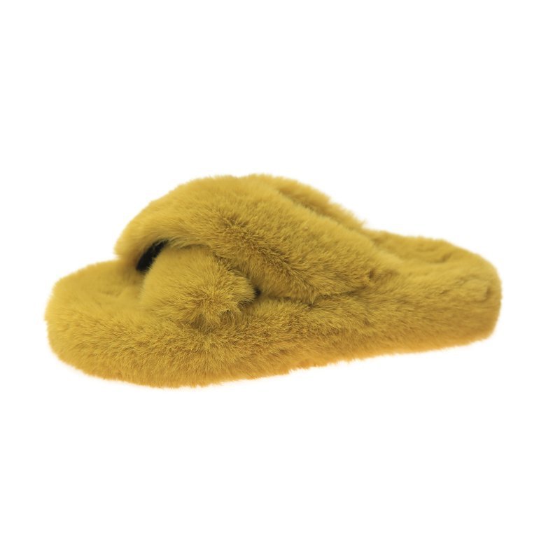 Outer Wear Cross-word Female Plush Slippers