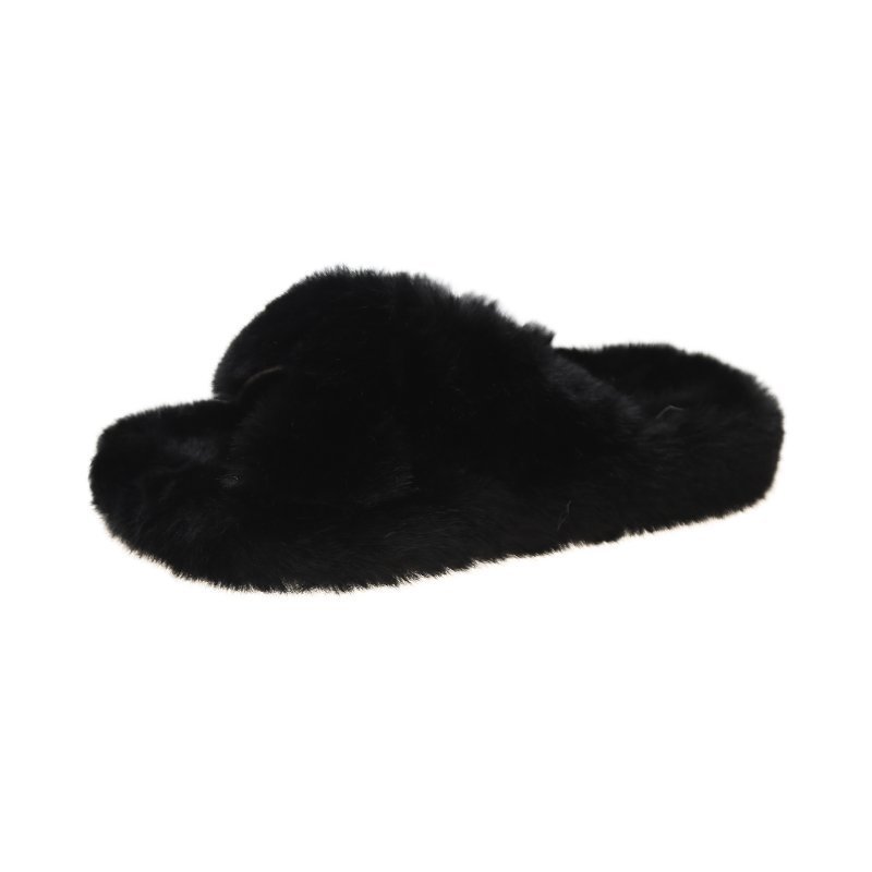 Outer Wear Cross-word Female Plush Slippers
