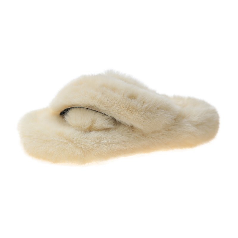 Outer Wear Cross-word Female Plush Slippers