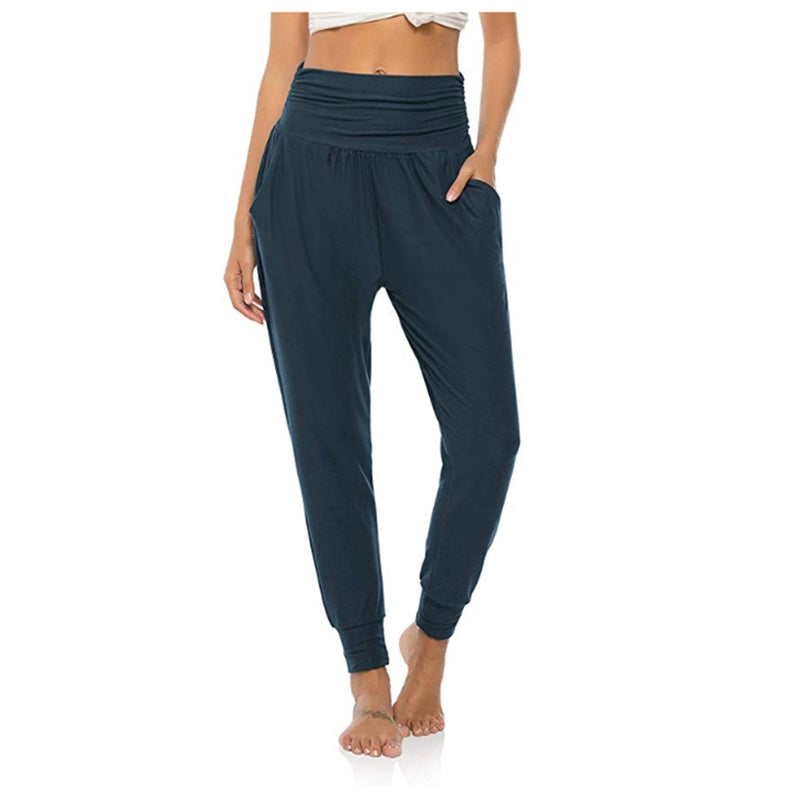 Pure Color Women's Tall Waist Yoga Loose Sports Casual Pants