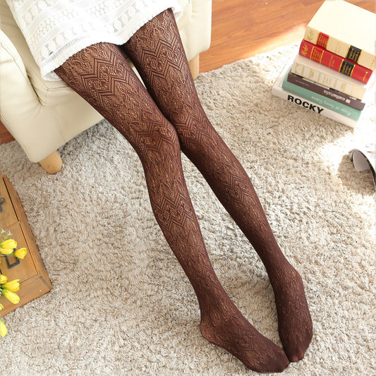 Sexy Hollow Lace Jacquard Pantyhose Was Thin Retro