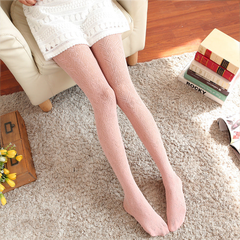 Sexy Hollow Lace Jacquard Pantyhose Was Thin Retro