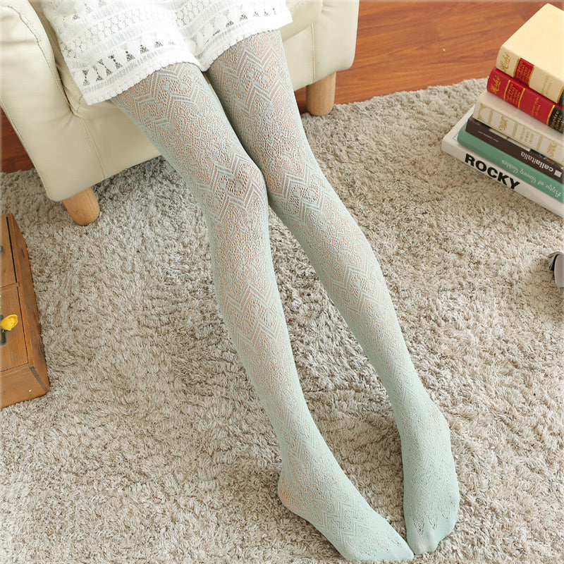 Sexy Hollow Lace Jacquard Pantyhose Was Thin Retro