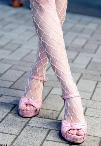 White Big Mesh Fine Mesh Fishnet Stockings Sexy Short Socks Women